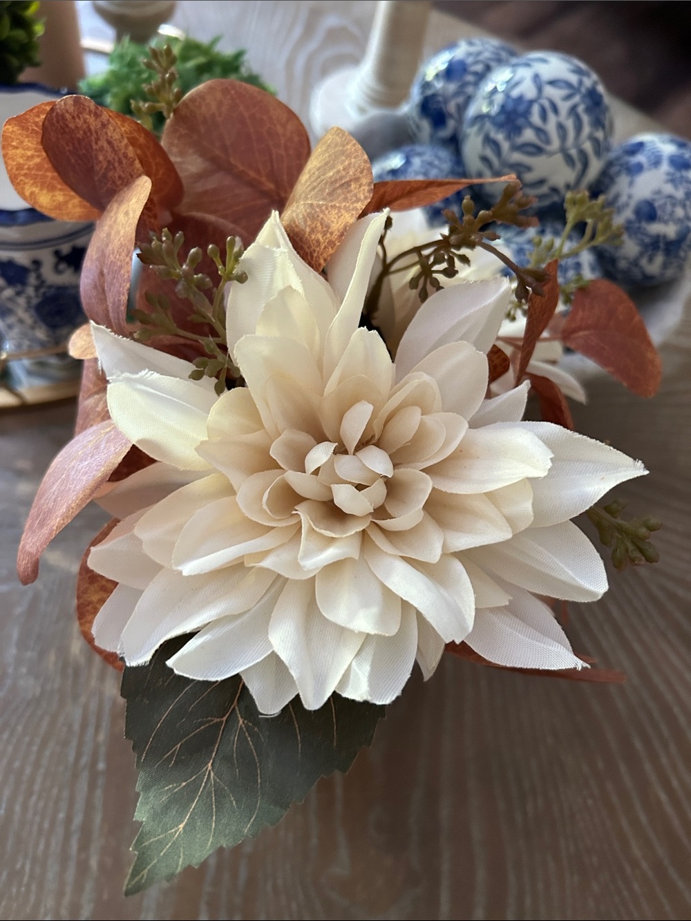 NEW! Fall Harvest Cottage Farmhouse Autumn Floral Ceramic Pumpkin Centerpiece - Picture 5 of 7